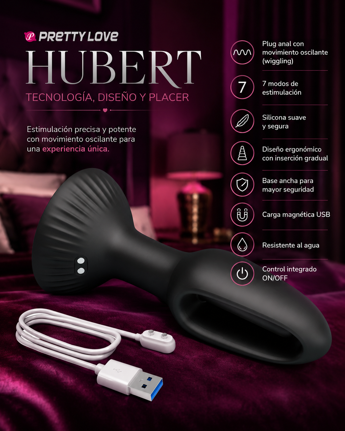 Pretty Love Hubert – Plug Anal con Movimiento - USB