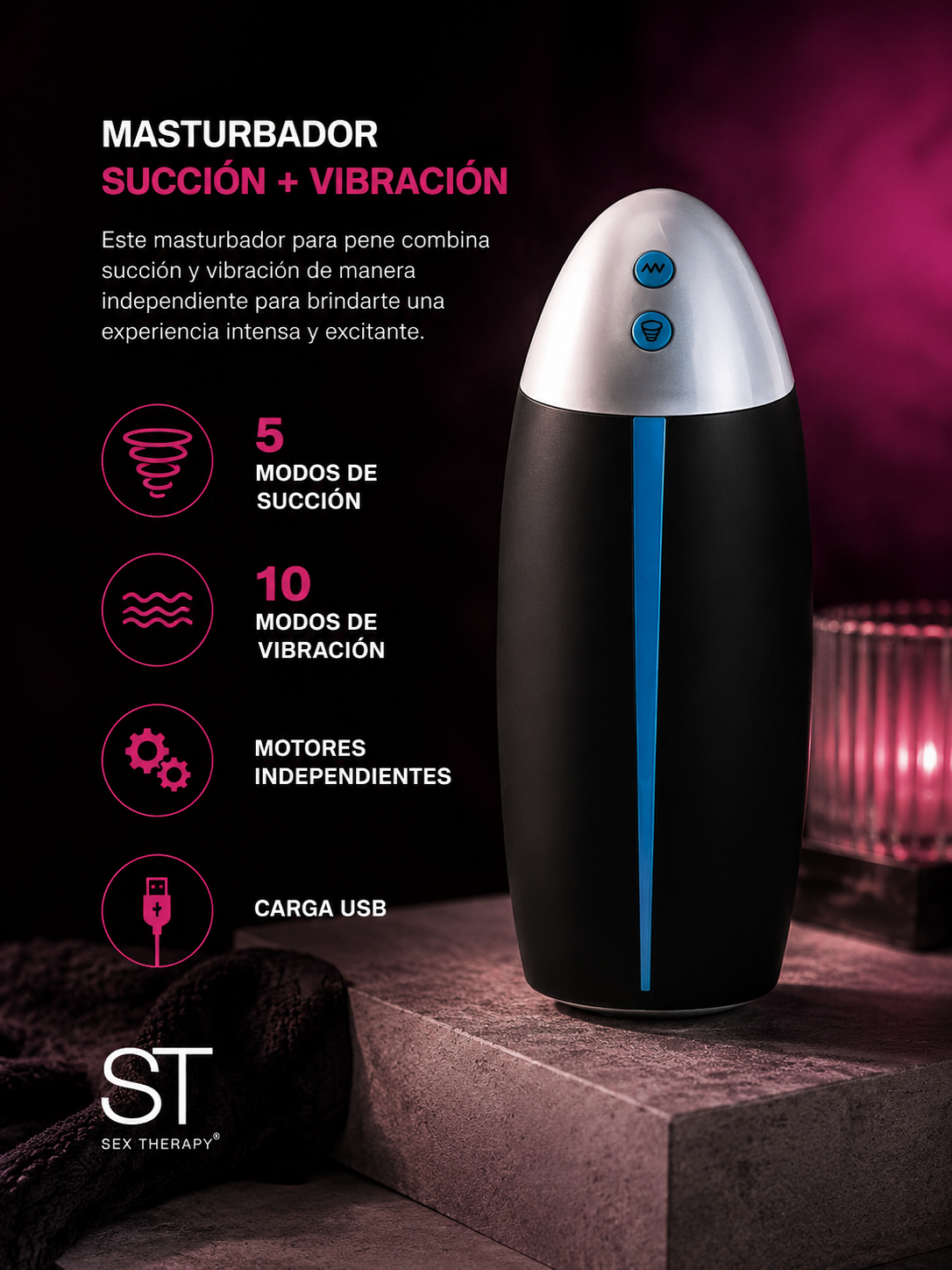 XP 3 - Masturabdor con Succión y vibración USB