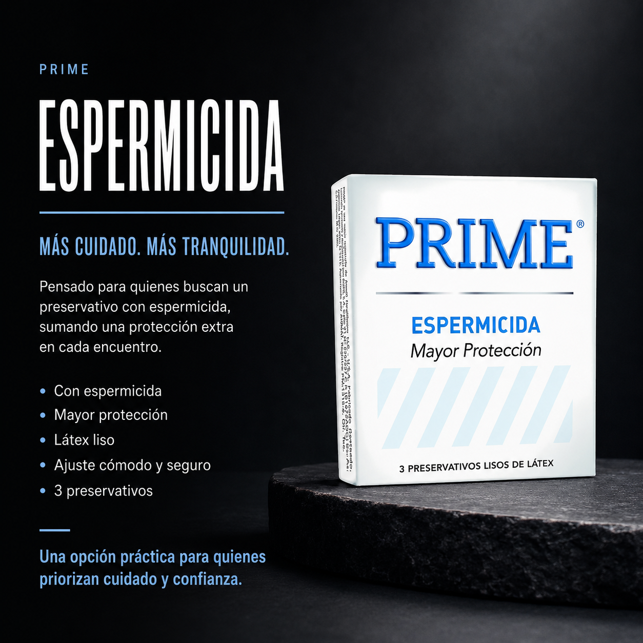 Preservativos Prime Espermicida - caja x3