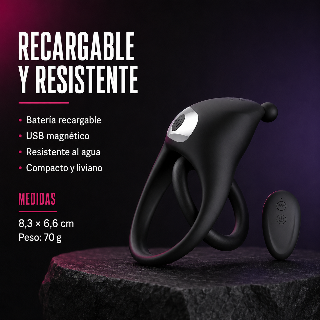 Stronix Anillo Vibrador con Control Remoto USB