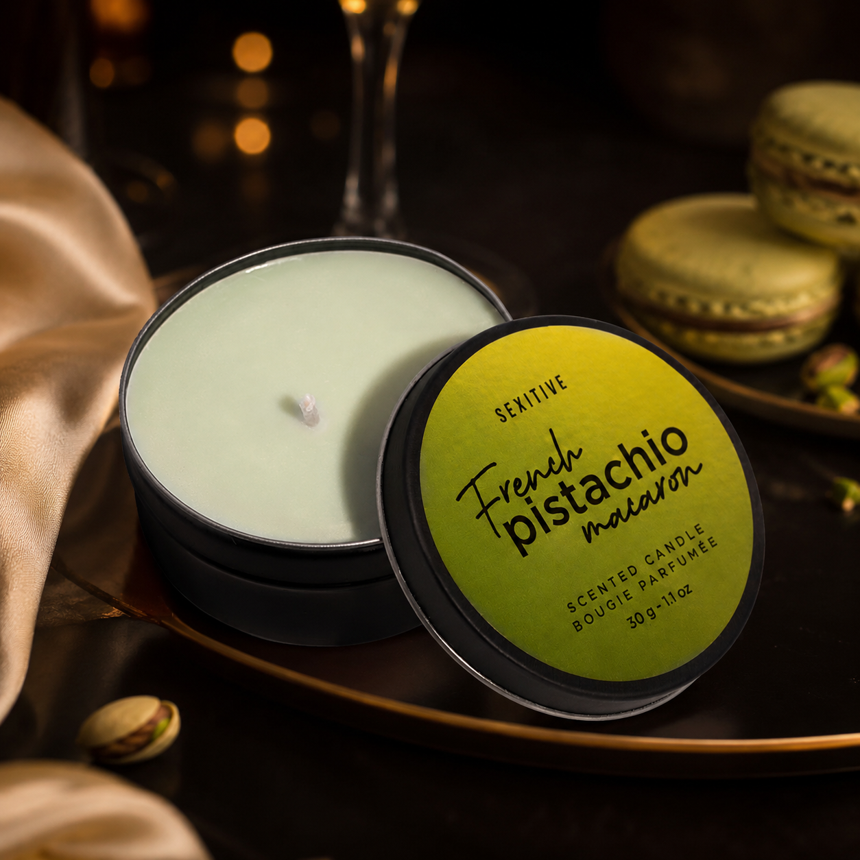 Massage Candle French Pistachio Macaron - 30 gr