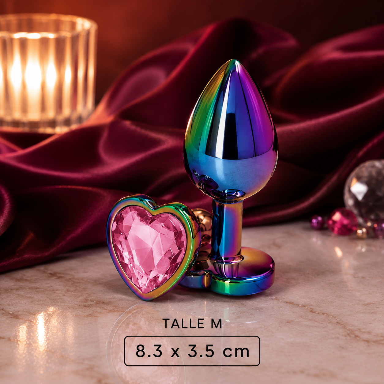 Plug metalico Rainbow Medium - Base Corazon