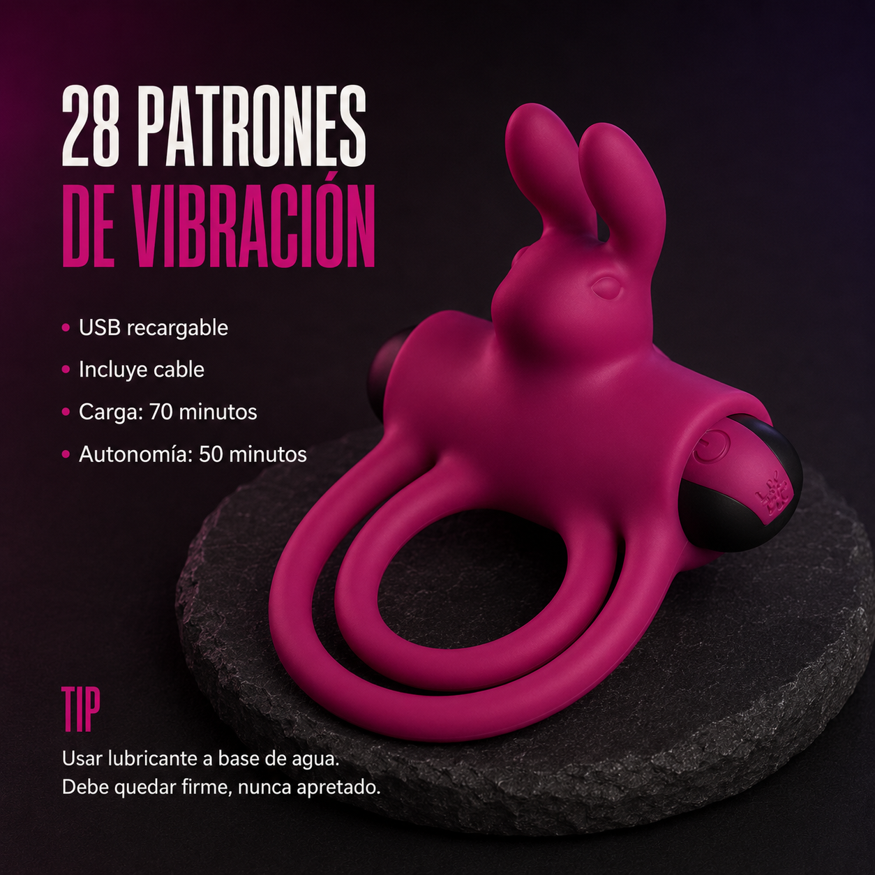 Passion Play Anillo Vibrador Doble - USB