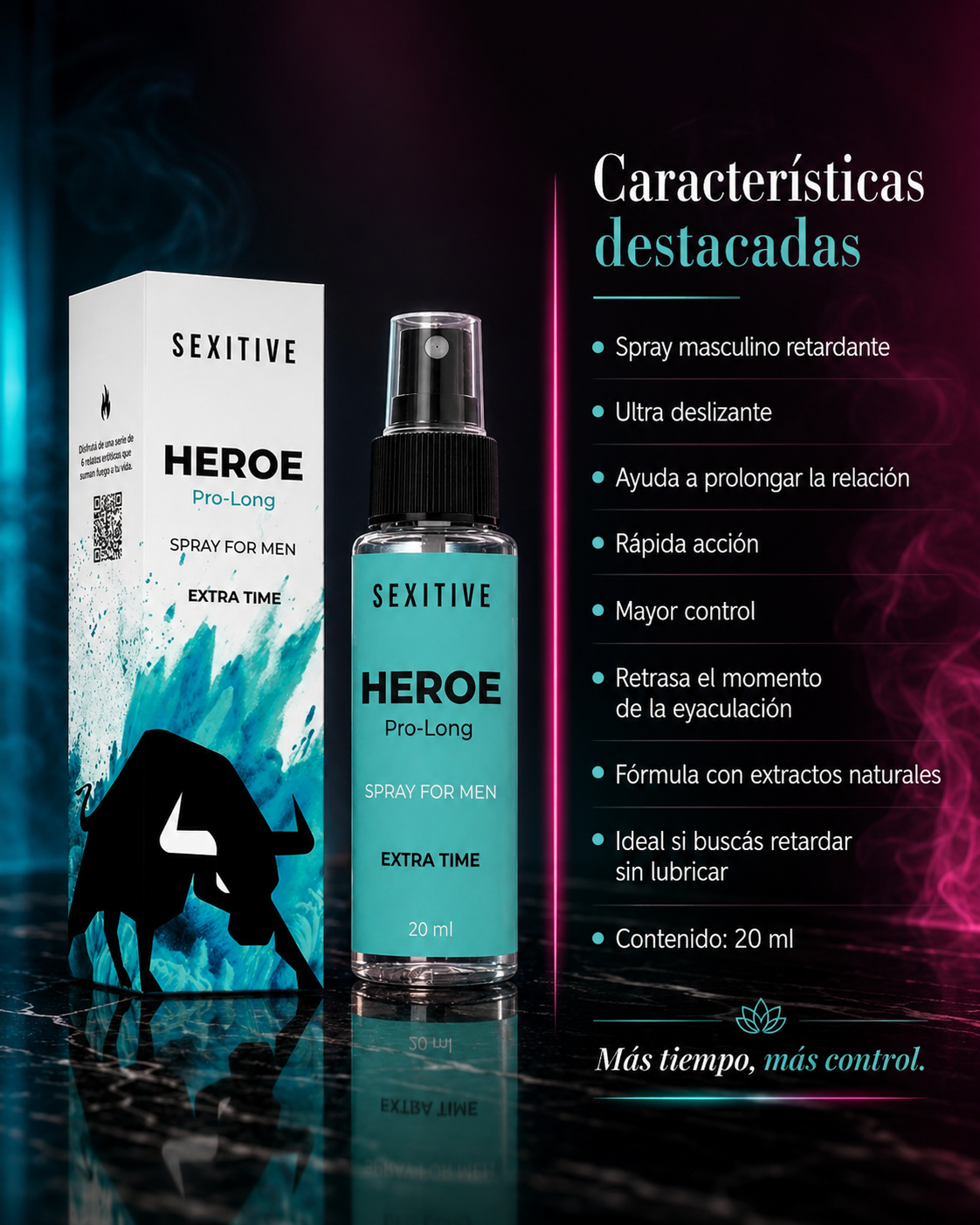 HEROE Pro-Long Extra Time - Spray masculino 20ml