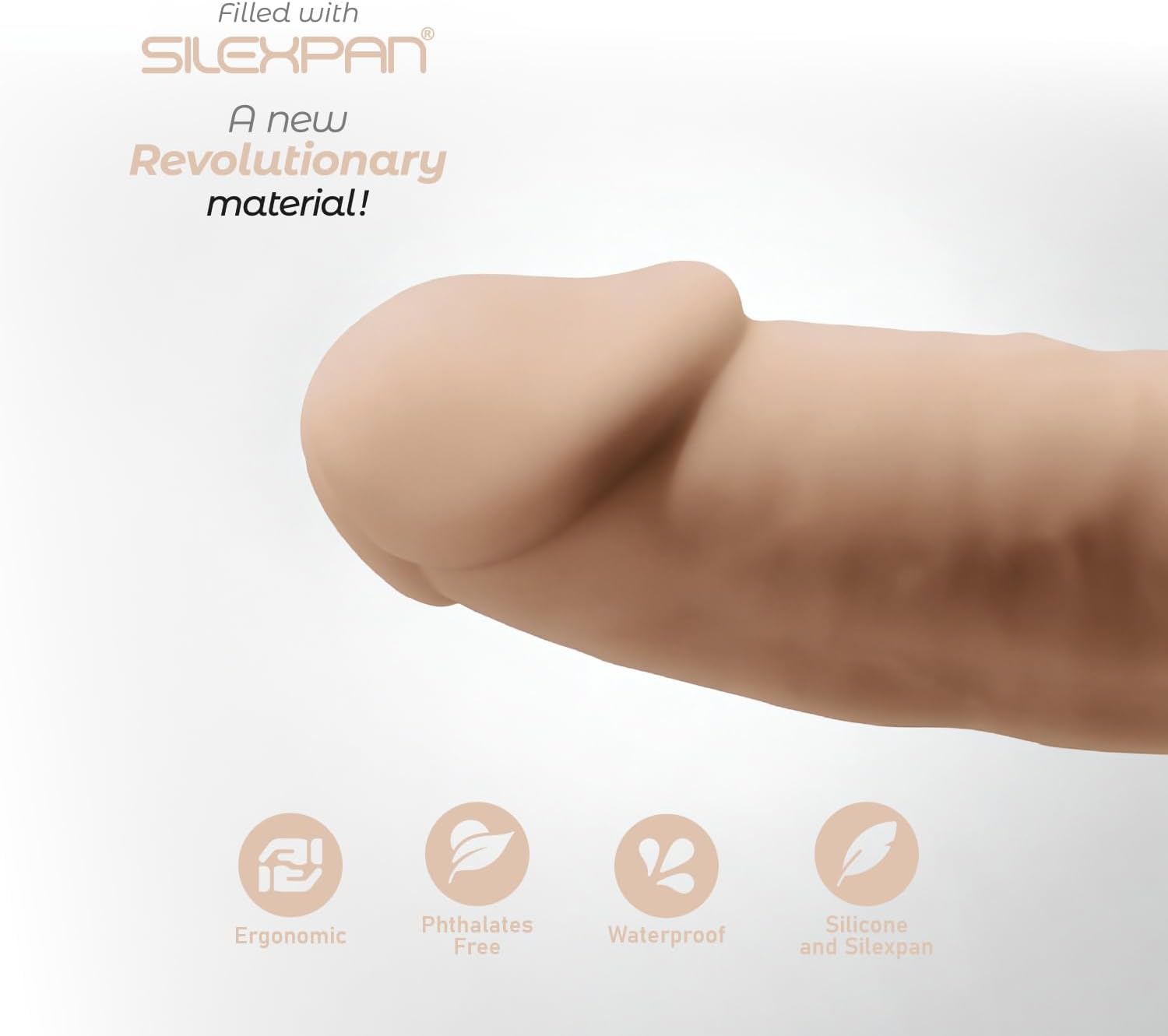 Dildo realista termorreactivo con ventosa - Modelo 2 sin testiculos (14 x 3.5)