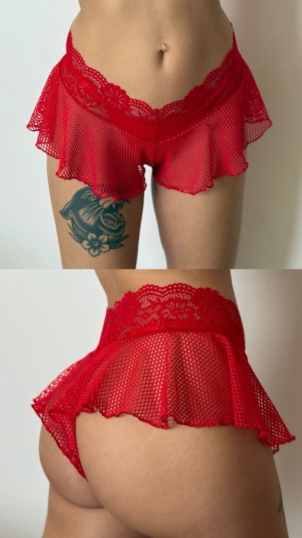 Short Pollerita de encaje y red