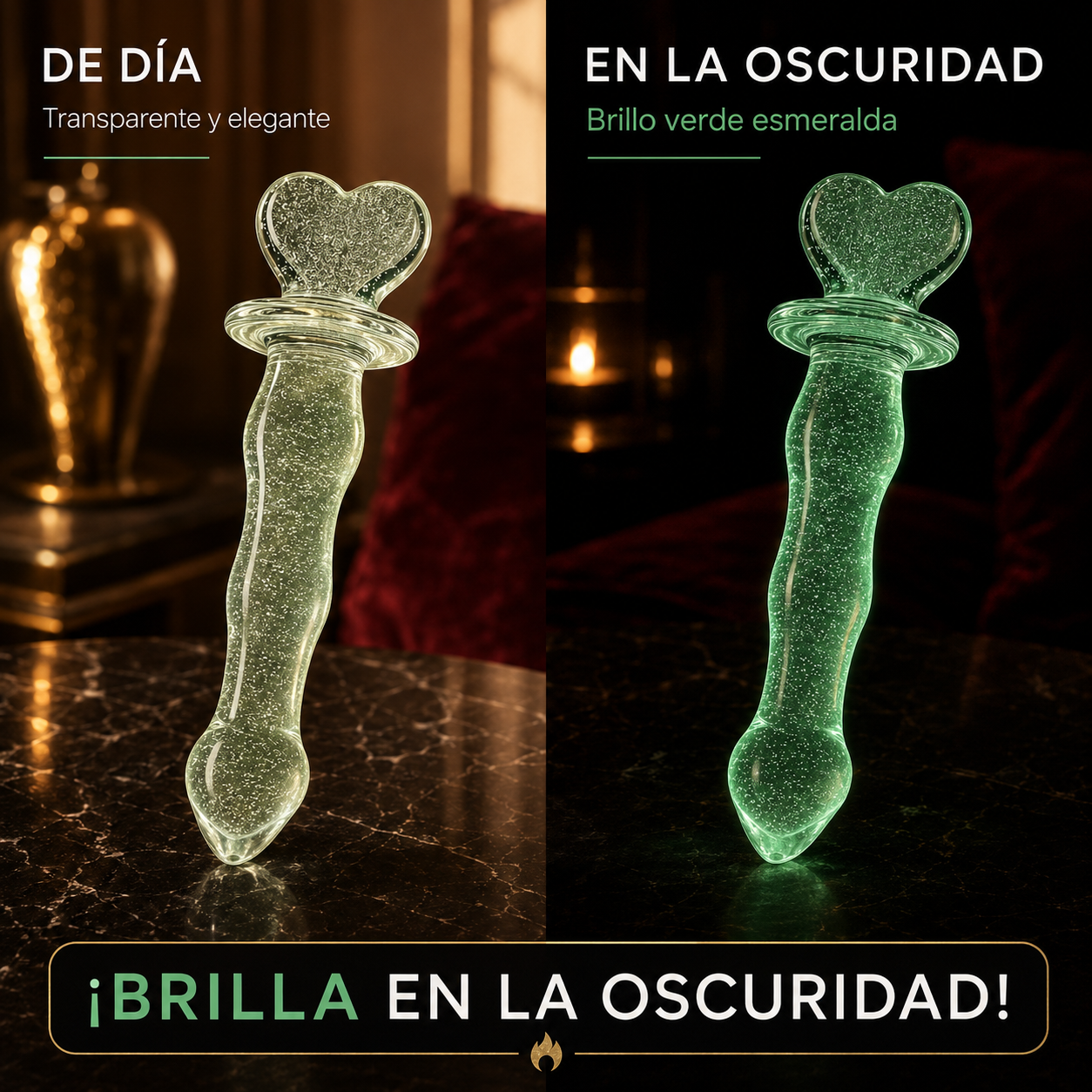 Glass Phantom Heart – Juguete de vidrio que brilla en la oscuridad