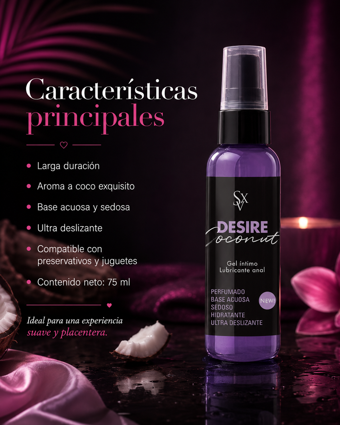 Gel Anal aroma a coco  - Base acuosa