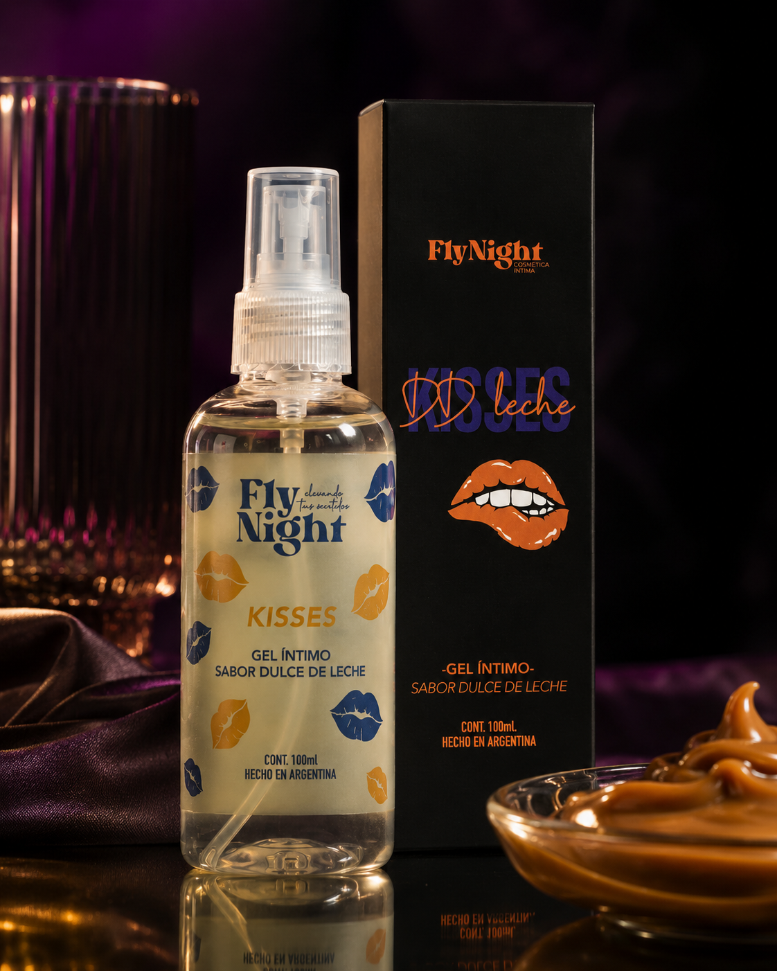 Fly Night - Lubricante Comestible Kisses Dulce de leche - Base acuosa 100ml
