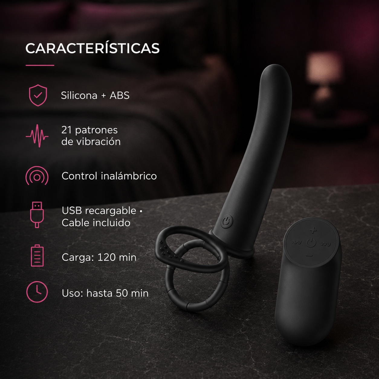 Passion Play Anillo para Doble Penetración con Control Inalámbrico - USB
