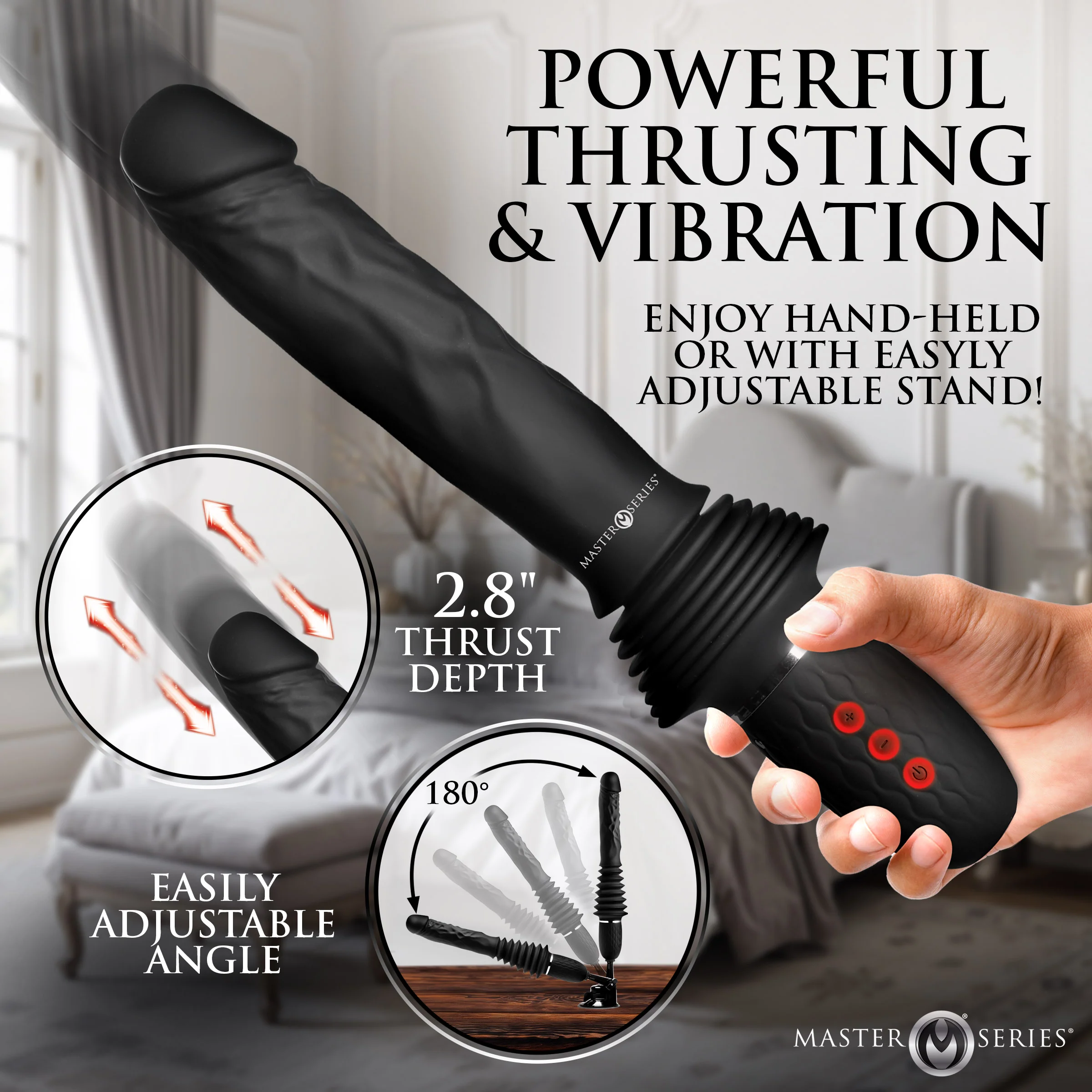 Dildo vibrador y de empuje de silicona Ultimate Power Pounder con control remoto