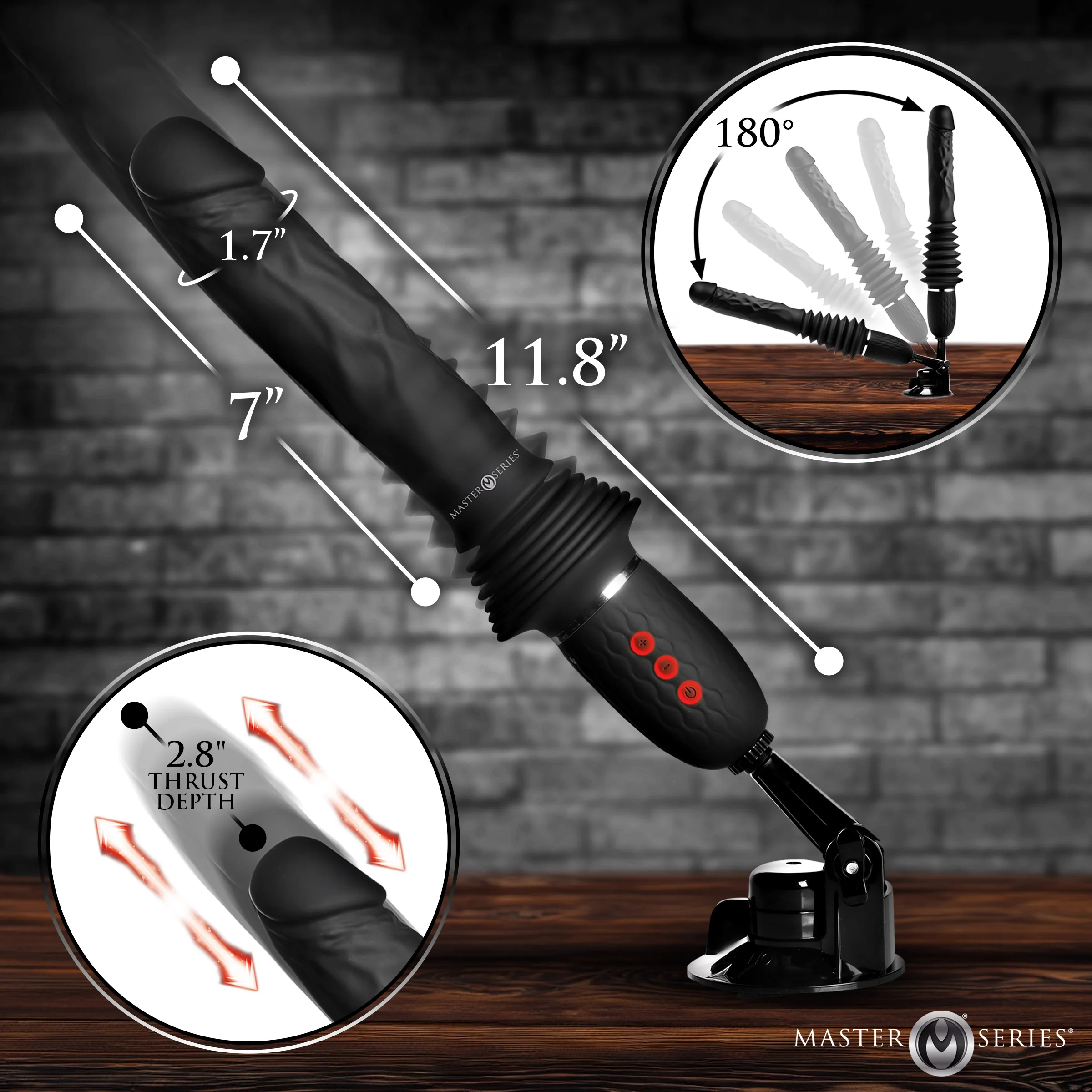 Dildo vibrador y de empuje de silicona Ultimate Power Pounder con control remoto