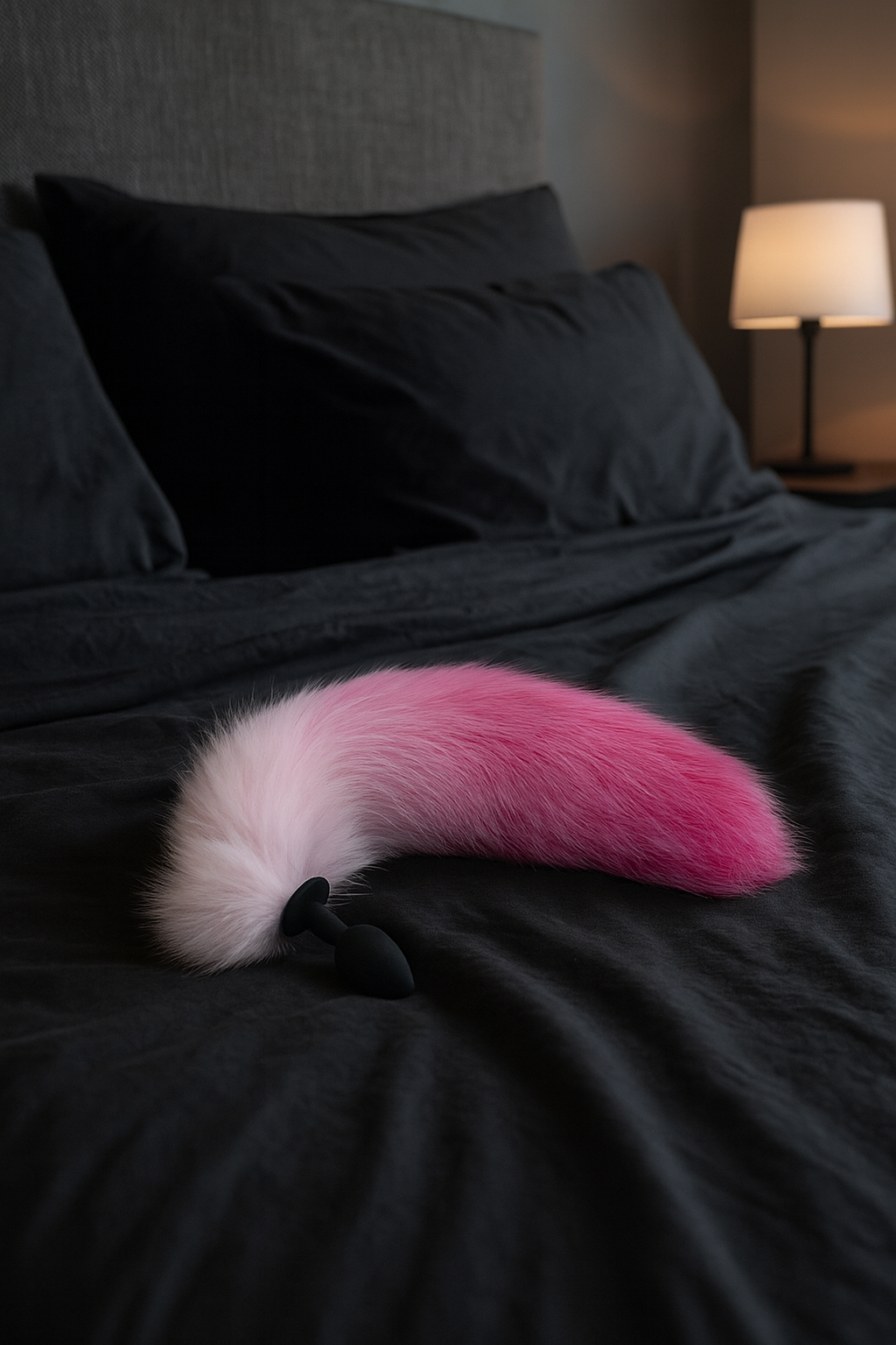 Plug silicona cola de zorro rosa M