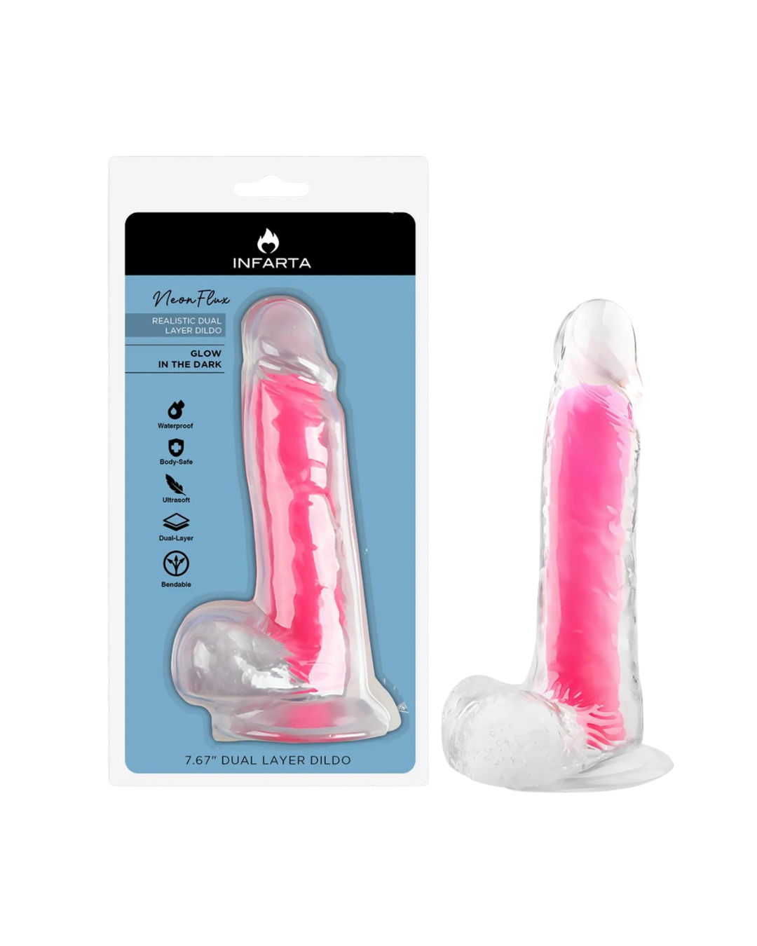 Dildo NeonFlux Pink 15cm x 4cm