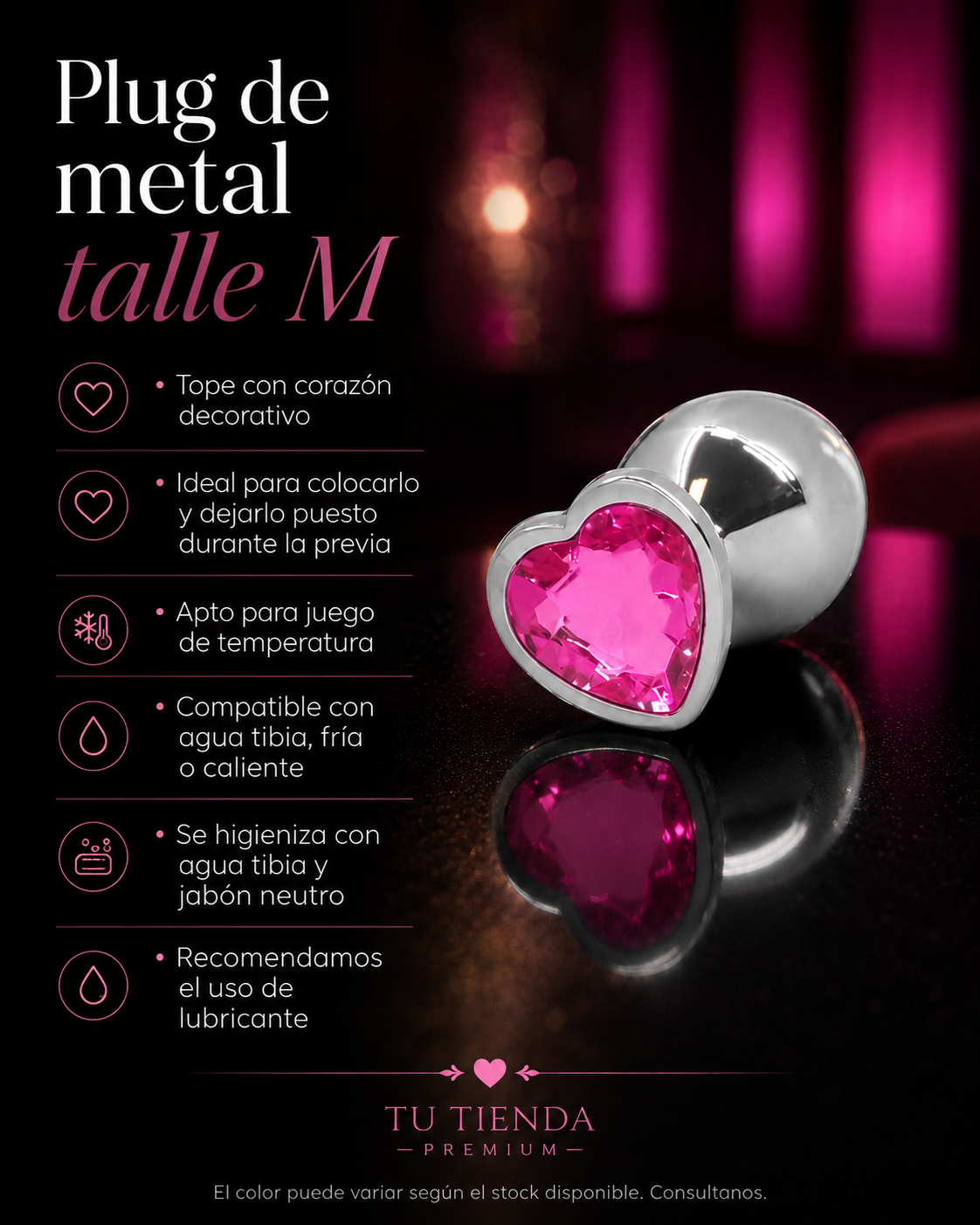 Plug metalico base corazon M