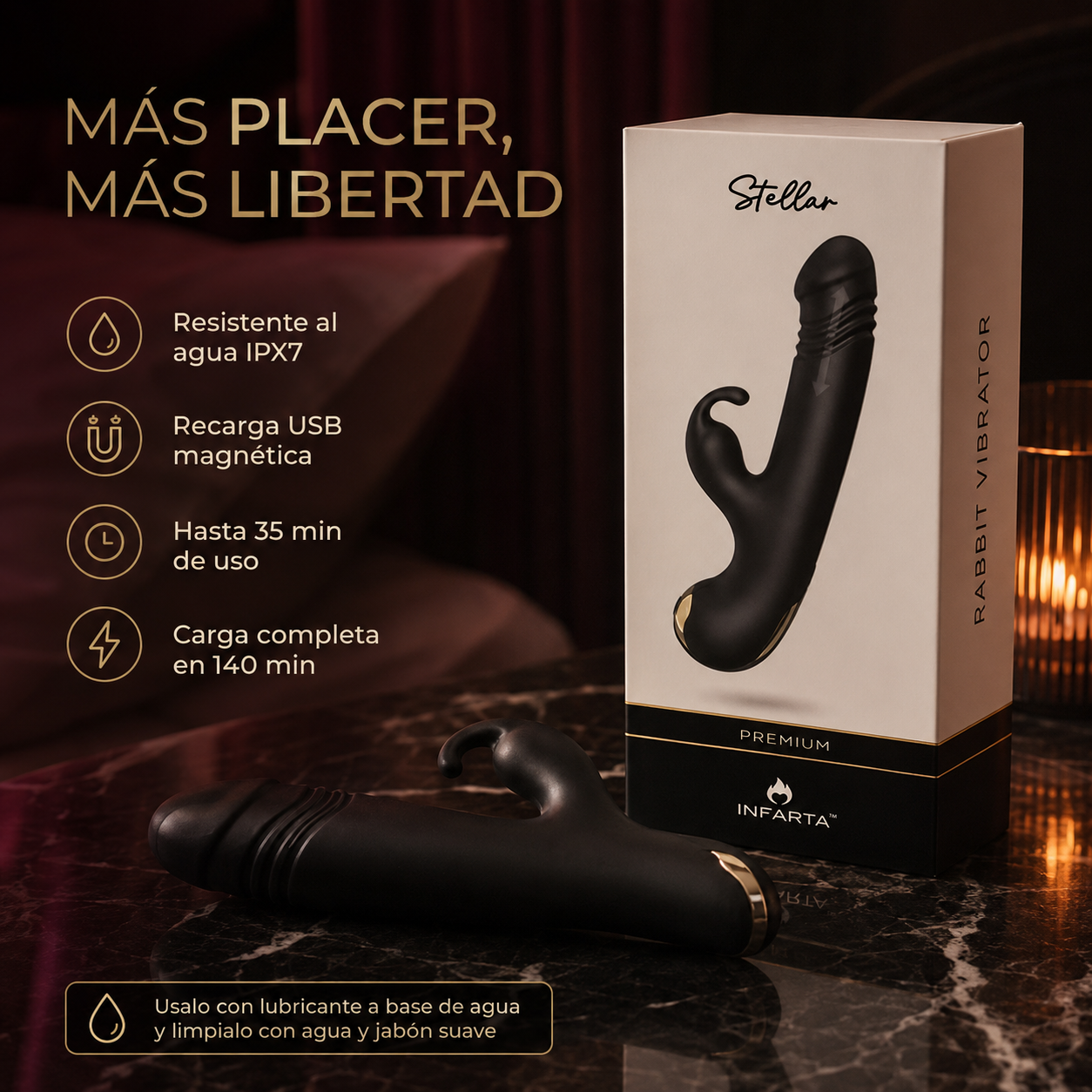 Stellar Rabbit Vibrator con movimiento de penetración - USB