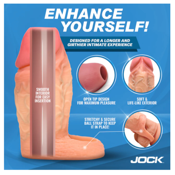 Funda Extensora Ultra Realista 'Jock' con Anillo Escrotal – Volumen y Firmeza Premium 11.4 x 7.6