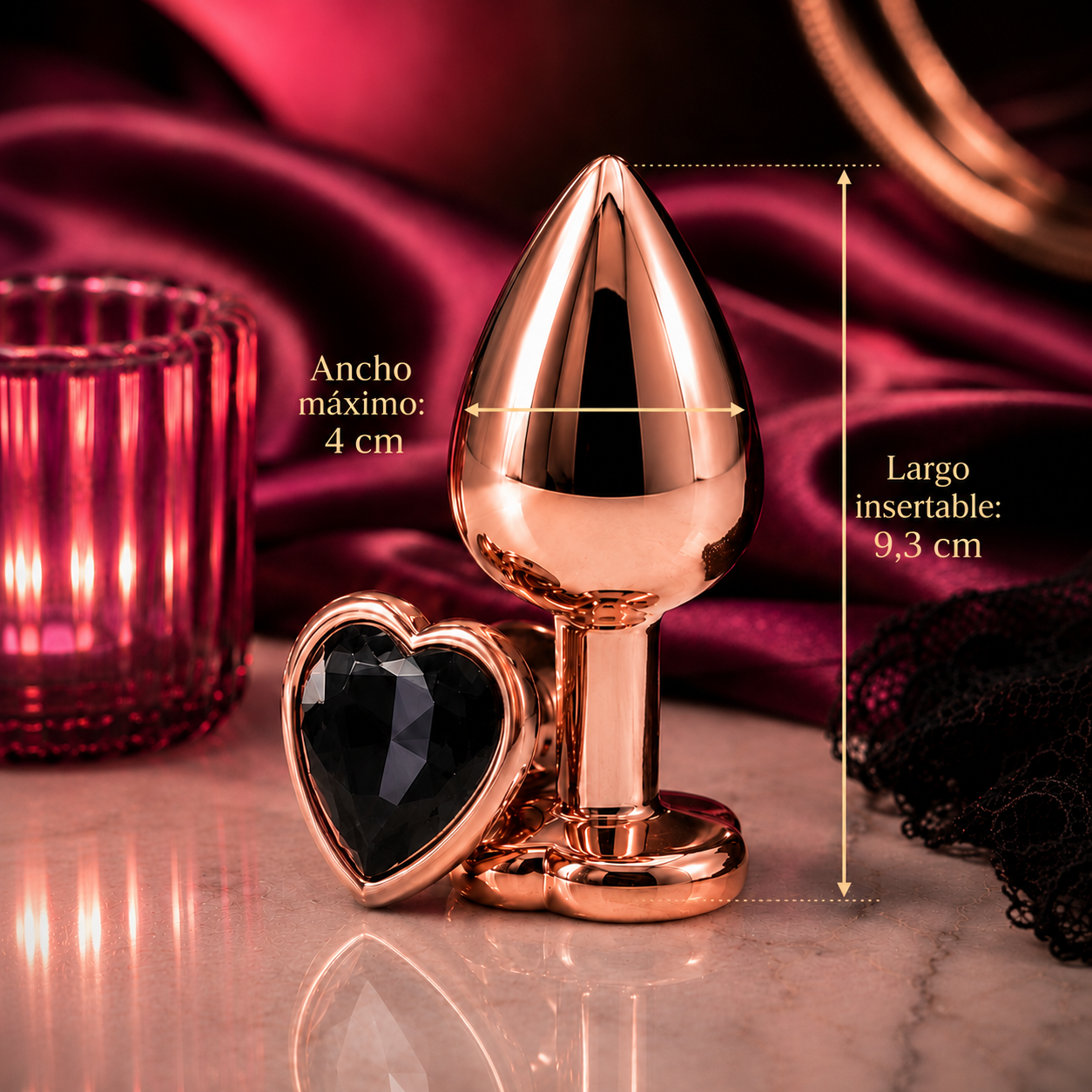 Plug metalico Gold Rose L - Base corazon