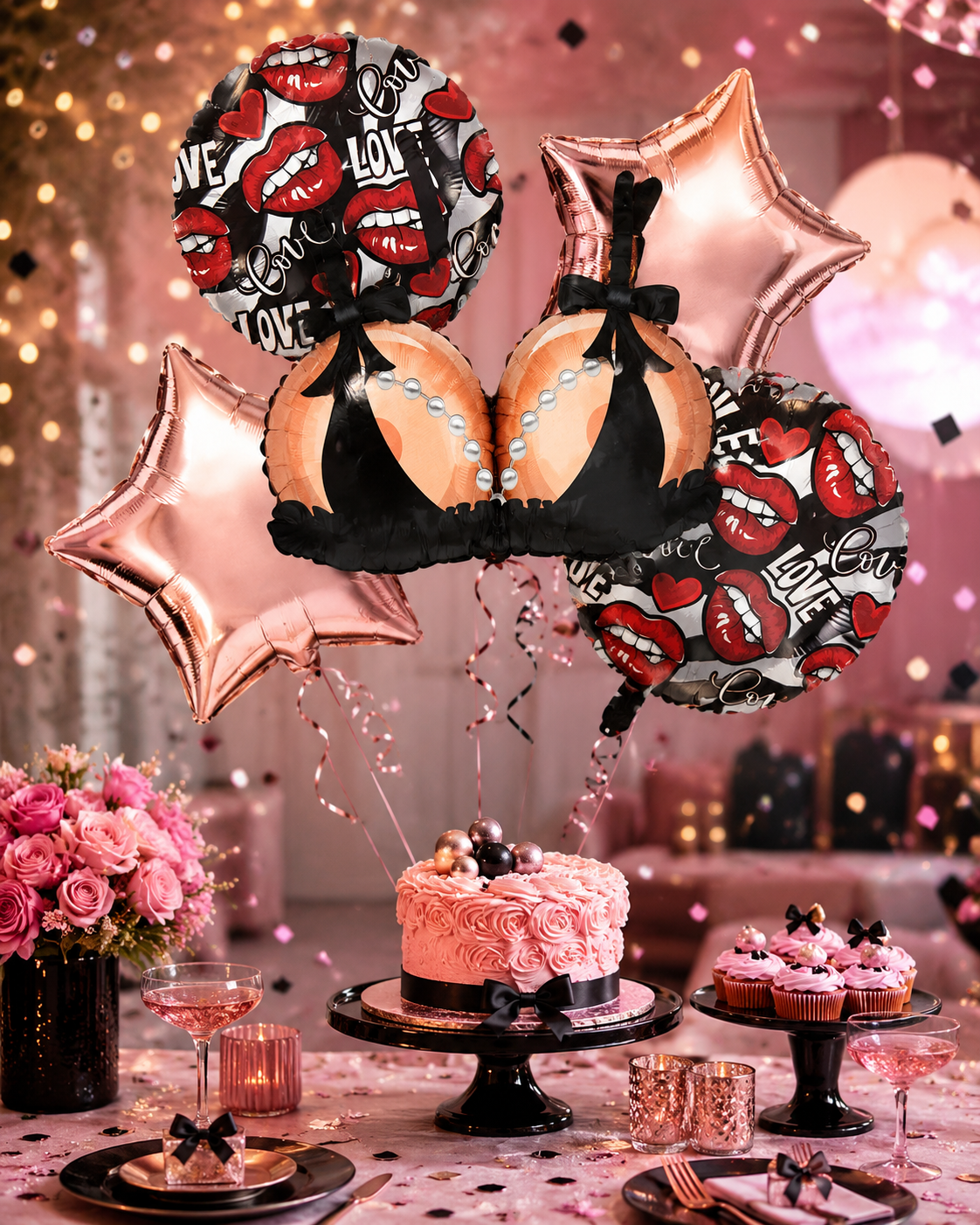 Kit de 5 Globos “Bralette & Besos”