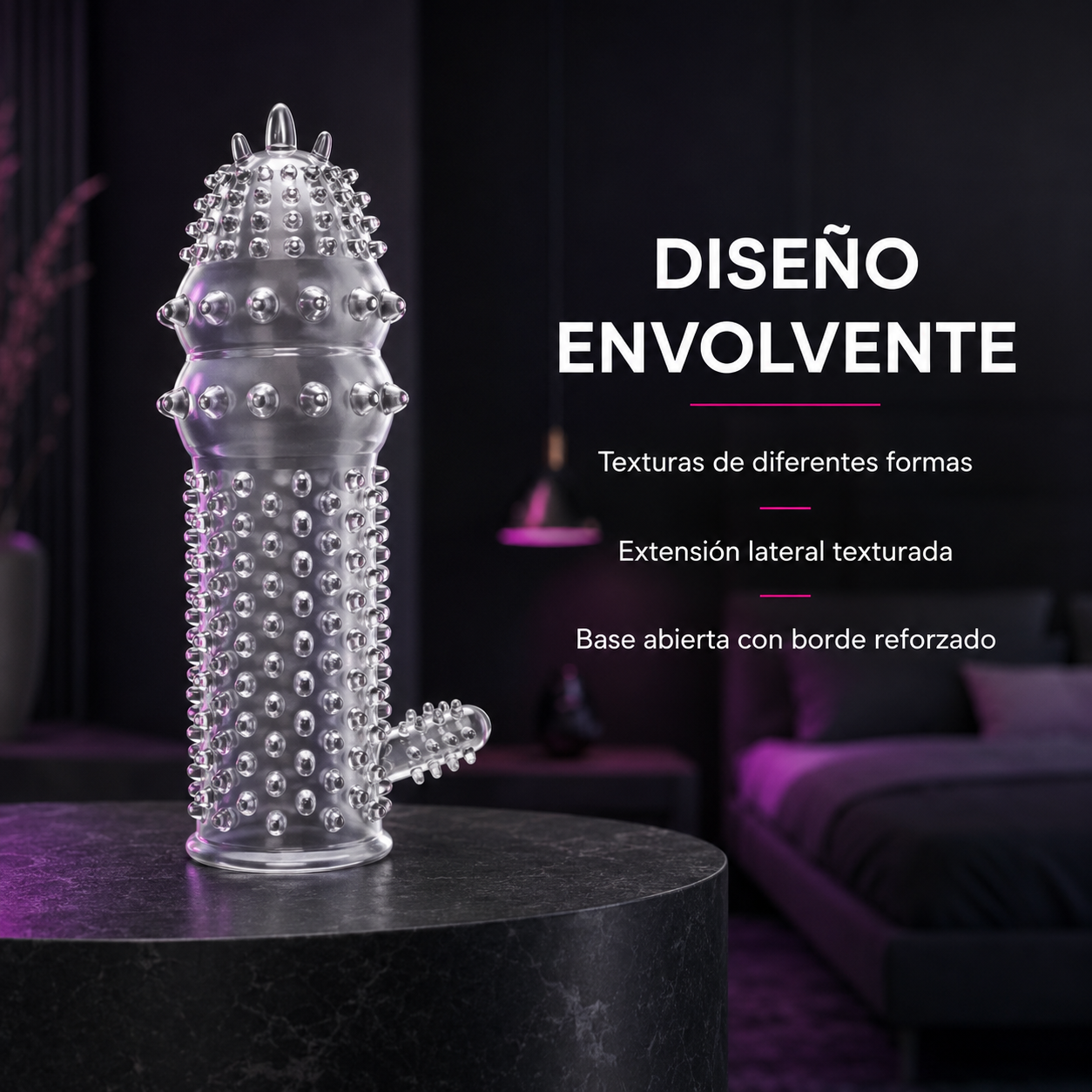 Funda texturada transparente con estimulador lateral
