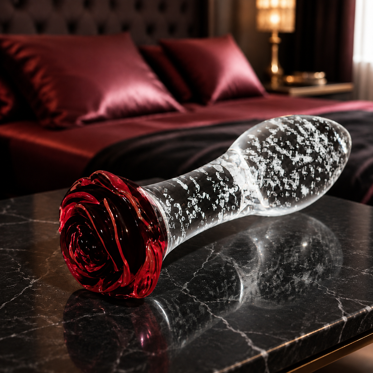 Tapón Anal Glass Phantom Rose – Brilla en la oscuridad