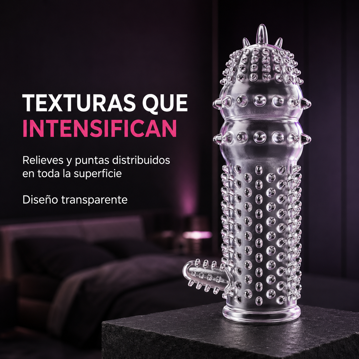 Funda texturada transparente con estimulador lateral