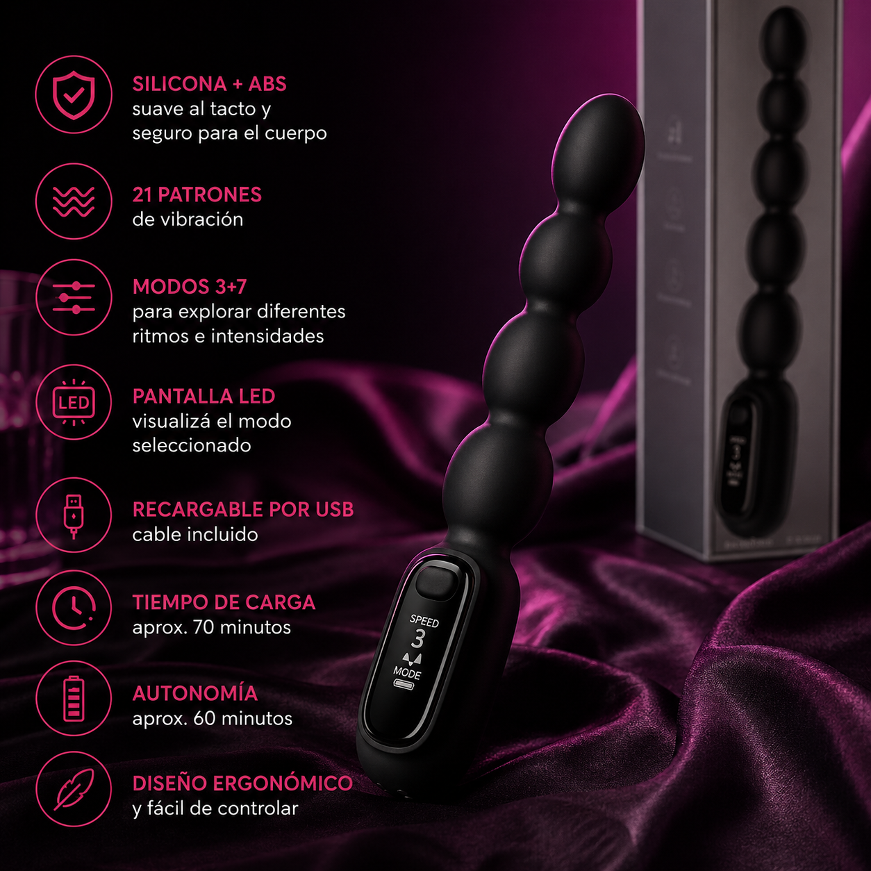 Vibrador anal LED Passion Play - USB