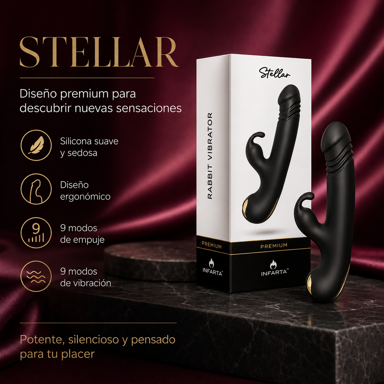 Stellar Rabbit Vibrator con movimiento de penetración - USB