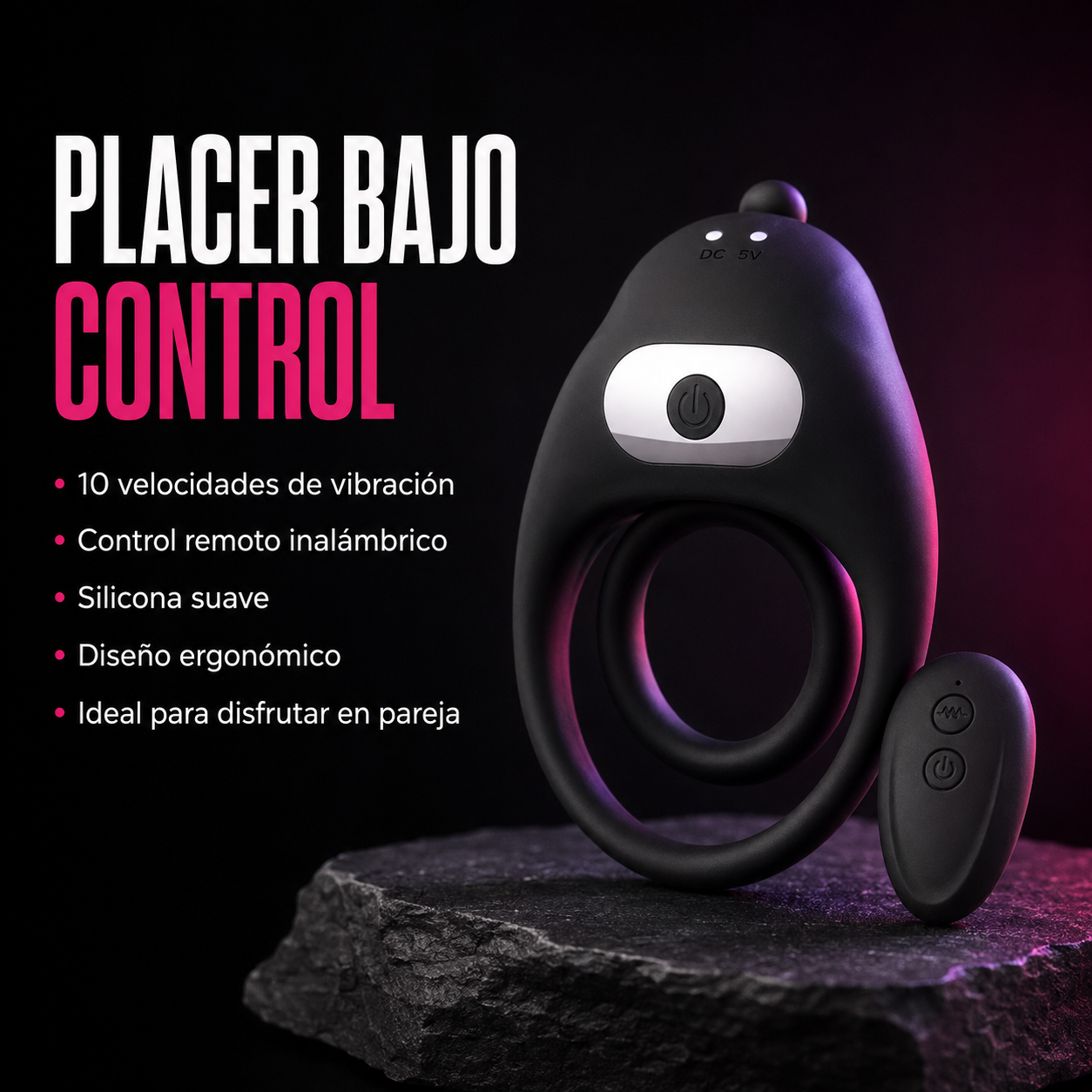 Stronix Anillo Vibrador con Control Remoto USB