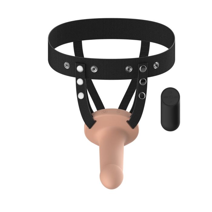 Arnés con Dildo Liso Vibración y Control Remoto – 16 x 4
